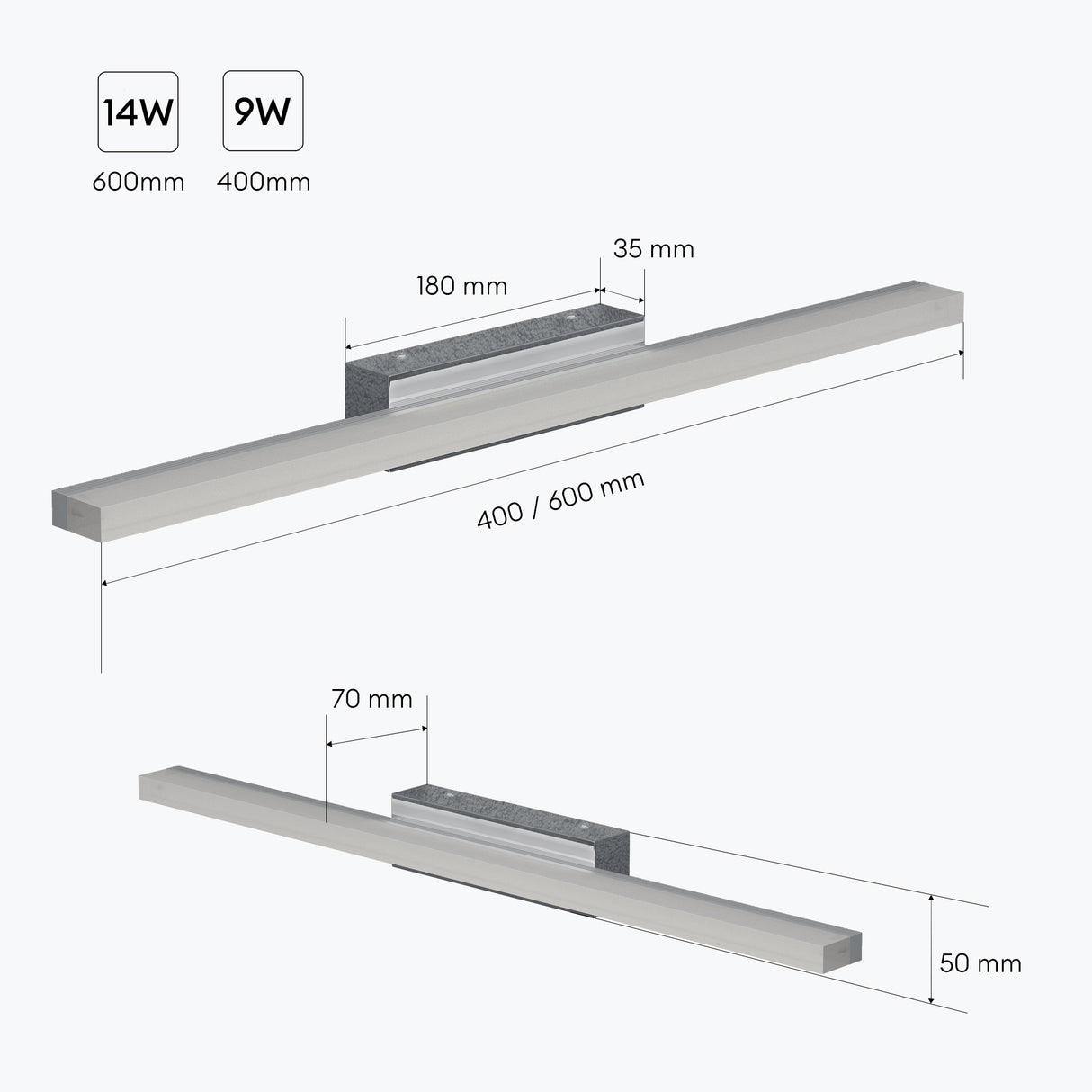 lampada da specchio a LED per bagno Glasvilla | Lampada da specchio, lampada da bagno 6000K | Applique a LED 9W con fascio di specchio 