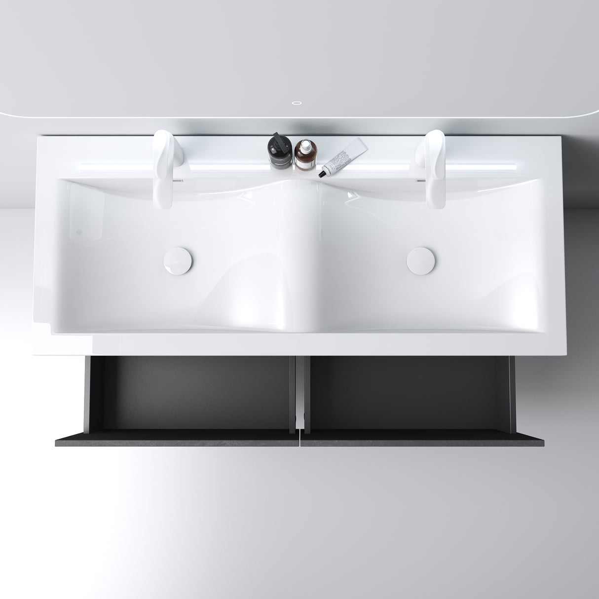 glasvilla Mobile Bagno Sospeso Mobili da Bagno con Lavabo da Marmo fuso, Botanica