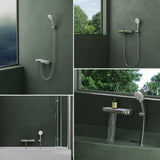 glasvilla Termostato Grifo de Bañera con Ducha de Mano Grifo de Bañera Termostato de Bañera 4 Tipos de Chorro Grifo de Pared para Bañera de Latón incl. Manguera de Ducha Sistema de Ducha8