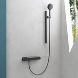 sistema de ducha glasvilla con termostato, conjunto completo de grifería de ducha con bloqueo de seguridad, ducha regulable en altura con 3 tipos de chorro y salida inferior de latón sistema de ducha9