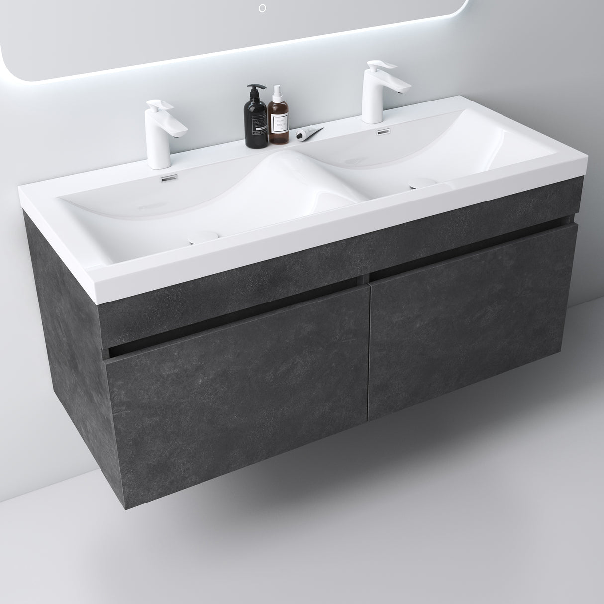 glasvilla Mobile Bagno Sospeso Mobili da Bagno con Lavabo da Marmo fuso, Botanica
