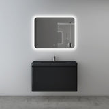 glasvilla Mobile Bagno Sospeso Mobile da Bagno con Cassetto a Chiusura Soft Close e Lavabo da Marmo fuso, Ancona