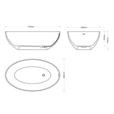 glasvilla Vasca da Bagno Freestanding, Vasca da Bagno in Marmo Fuso con Rivestimento Nano, Bianca Opaca