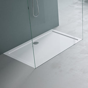 Glasvilla Design – Plato de ducha acrílico rectangular Faro (70–140 cm), montaje a ras de suelo