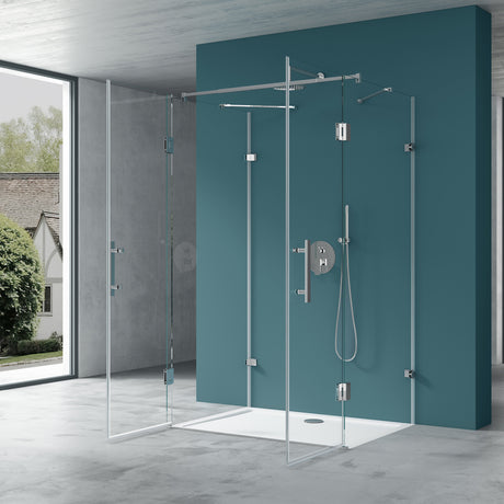 Box doccia Glasvilla, divisorio doccia a U, 8 mm ESG in vetro trasparente con rivestimento nano Ravenna40UK