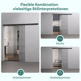 glasvilla Glasschiebetür komplettset Zimmertür Mate Negro 8mm ESG-Sicherheitsglas, Schiebetür Glas negro cepillado con riel de aluminio Muranino-001