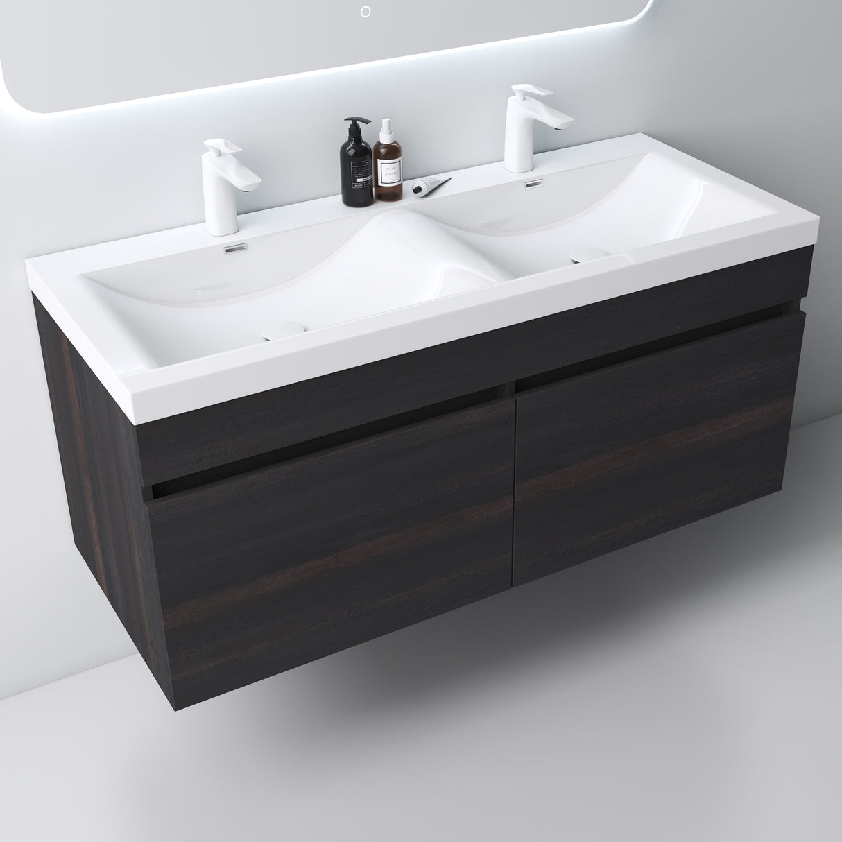 glasvilla Mobile Bagno Sospeso Mobili da Bagno con Lavabo da Marmo fuso, Botanica