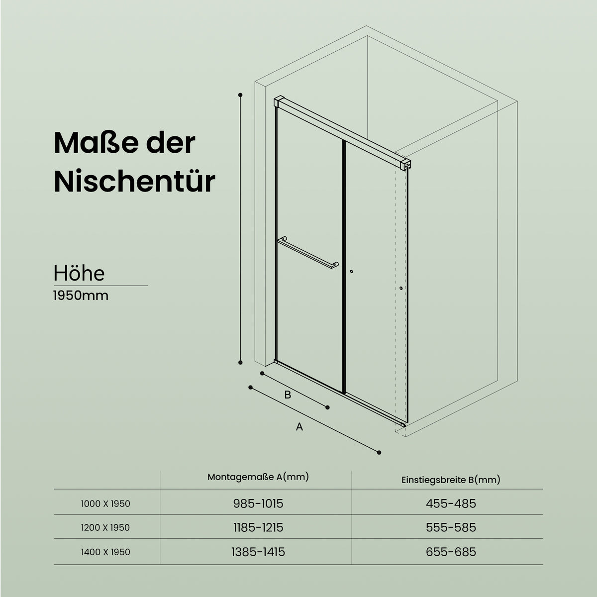 glasvilla Box Doccia Nicchia con Vetro Temperato Trasparente 8mm con Rivestimento Nano, Porta Scorrevole e Maniglia Inox, Porta Doccia con Soft-Close, Teramo67K