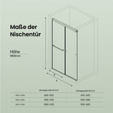 glasvilla Box Doccia Nicchia con Vetro Temperato Trasparente 8mm con Rivestimento Nano, Porta Scorrevole e Maniglia Inox, Porta Doccia con Soft-Close, Teramo67K