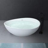 glasvilla Vasca da Bagno Freestanding, Vasca da Bagno in Marmo Fuso con Rivestimento Nano, Bianca Opaca