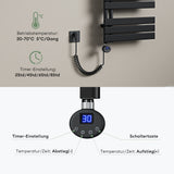 glasvilla Radiatore da Bagno con Elemento Riscaldante Radiatore Scaldasalviette Termoarredo da Bagno Scalda Portasciugamani da Parete e Pavimento FN