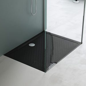 Glasvilla Design – Plato de ducha acrílico antideslizante rectangular Lucia (70–140 cm), montaje a ras de suelo