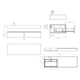 glasvilla Mobile Bagno Sospeso 150x48x25cm con Cassetti a Chiusura Soft-Close Mobile da Bagno con Lavabo da Marmo Fuso UP