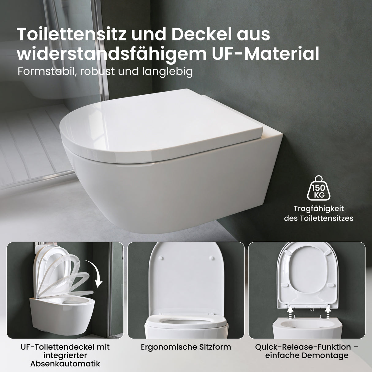 glasvilla Sanitari Bagno Sospeso in Ceramica Sanitari Bagno con Soft Close WC Sospeso Montaggio a Parete