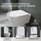 glasvilla Sanitari Bagno Sospeso in Ceramica Sanitari Bagno con Soft Close WC Sospeso Montaggio a Parete
