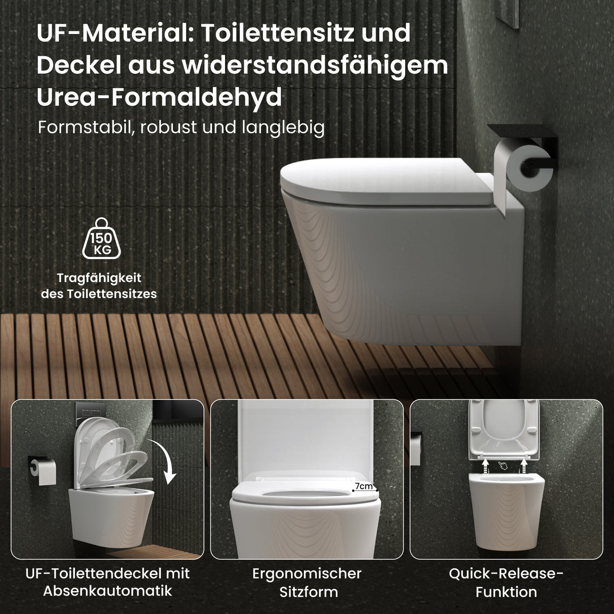 glasvilla Sanitari Bagno Sospeso in Ceramica Sanitari Bagno con Soft Close WC Sospeso Montaggio a Parete