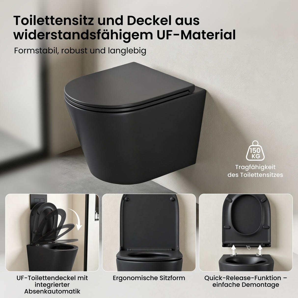 Glasvilla Design WC Suspendido Sin Borde Aachen108 – Cerámica Exclusiva con Cierre Soft-Close