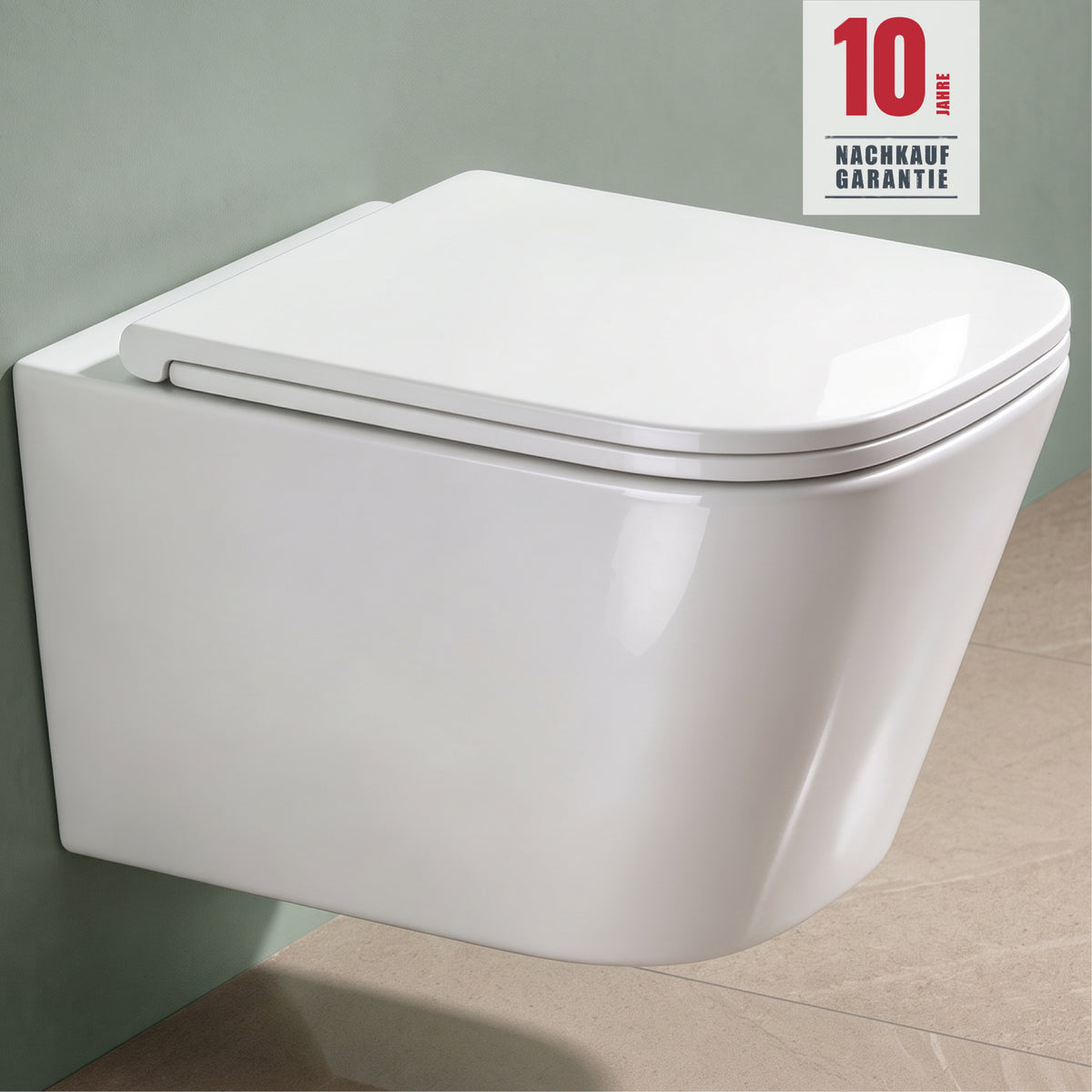 Glasvilla Design WC Suspendido Negro Sin Borde A112 – PowerFlush con Asiento Soft-Close