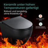 Glasvilla Design Inodoro Suspendido Negro Sin Borde Aachen179 – WC con Asiento Soft-Close