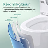 Glasvilla Design Inodoro Suspendido Negro Sin Borde Aachen179 – WC con Asiento Soft-Close