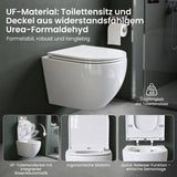 Glasvilla Design Inodoro Suspendido Negro Sin Borde Aachen179 – WC con Asiento Soft-Close
