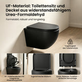 Glasvilla Design Inodoro Suspendido Negro Sin Borde Aachen179 – WC con Asiento Soft-Close