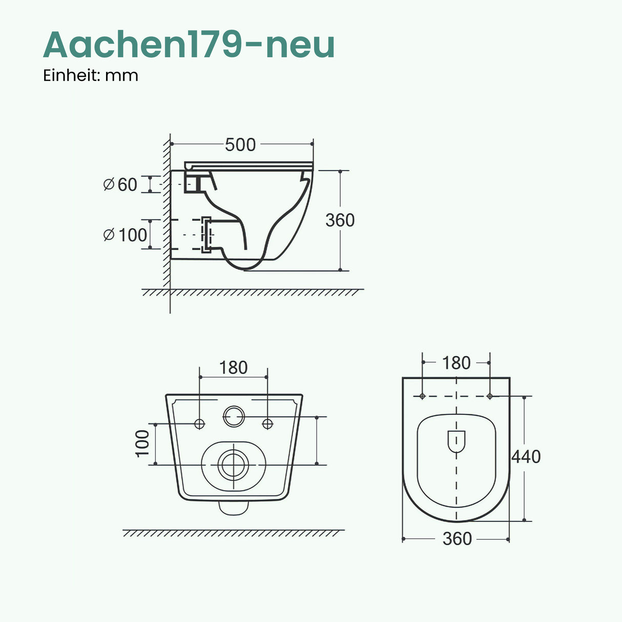 WC suspendu sans bride Glasvilla, noir, avec abattant à fermeture ralentie