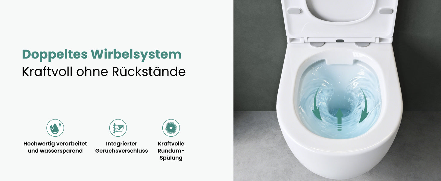 Glasvilla Design Inodoro Suspendido Negro Sin Borde Aachen179 – WC con Asiento Soft-Close