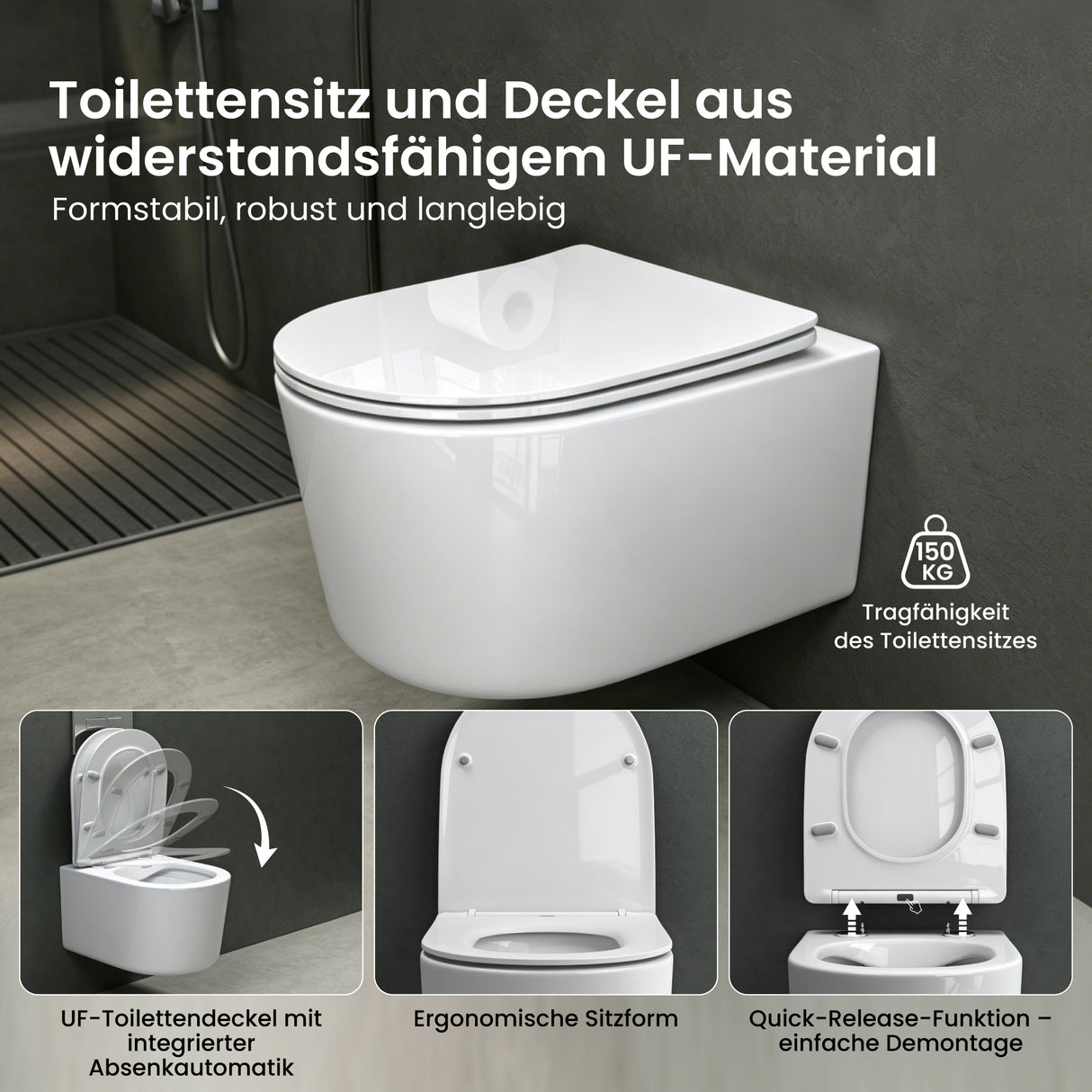 glasvilla Sanitari Bagno Sospeso in Ceramica Sanitari Bagno con Soft Close WC Sospeso Montaggio a Parete