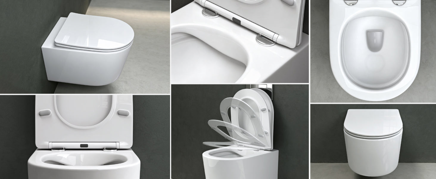 glasvilla Sanitari Bagno Sospeso in Ceramica Sanitari Bagno con Soft Close WC Sospeso Montaggio a Parete