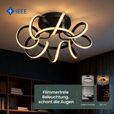glasvilla Deckenlampe, dimmbar 3000-6400K,mit Fernbedienung | LED Deckenleuchte,112W Schwarz,Moderne,für Schlafzimmer, Wohnzimmer, Kinderzimmer Nuvora06