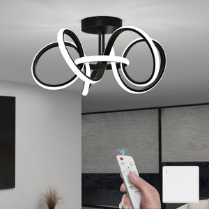 Glasvilla Design – Lámpara de techo LED negra con mando a distancia, regulable 3000–6400K, sin parpadeo (65W)