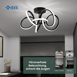 glasvilla LED Deckenleuchte Deckenlampe mit Fernbedienung, Stufenlos dimmbar 3000-6400K, flimmerfreie Zimmerlampe 65W Schwarz für Schlafzimmer, Wohnzimmer, Arbeitszimmer, Flur