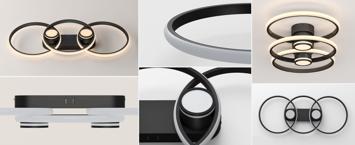Glasvilla Design – Lámpara de techo LED negra con mando a distancia, regulable 3000–6400K (70W, 75 cm)
