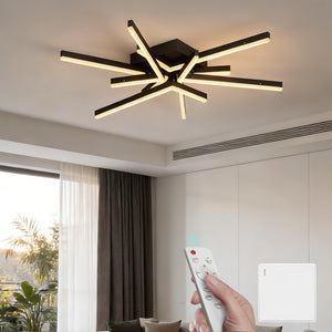 glasvilla Plafoniera LED Soffitto 71W, Lampadario LED Soffitto 3000K - 6400K Illuminazione a Soffitto Moderna per Camera da Letto Sala Cucina Bagno Corridoio, Nero Sabbia, Alivetta25038