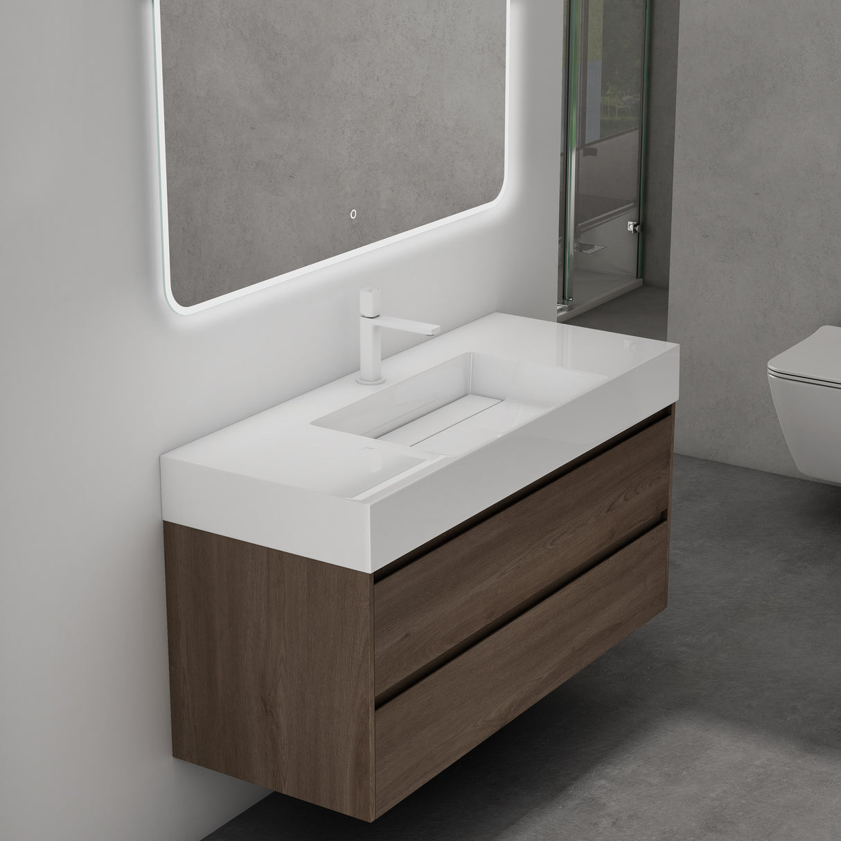 glasvilla Mobile Bagno Sospeso 120x48x63cm con 2 cassetti Mobile da Bagno con Lavabo Deep