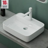 glasvilla Lavabo da Appoggio in Ceramica Lavandino Bagno con Nano Rivestimenti e Foro per Rubinetto Brüssel107