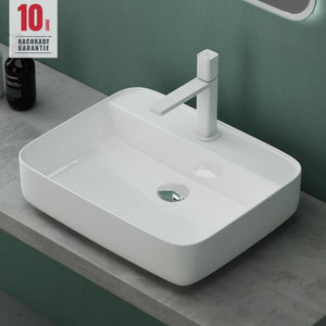 glasvilla Lavabo da Appoggio in Ceramica Lavandino Bagno con Nano Rivestimenti e Foro per Rubinetto Brüssel107