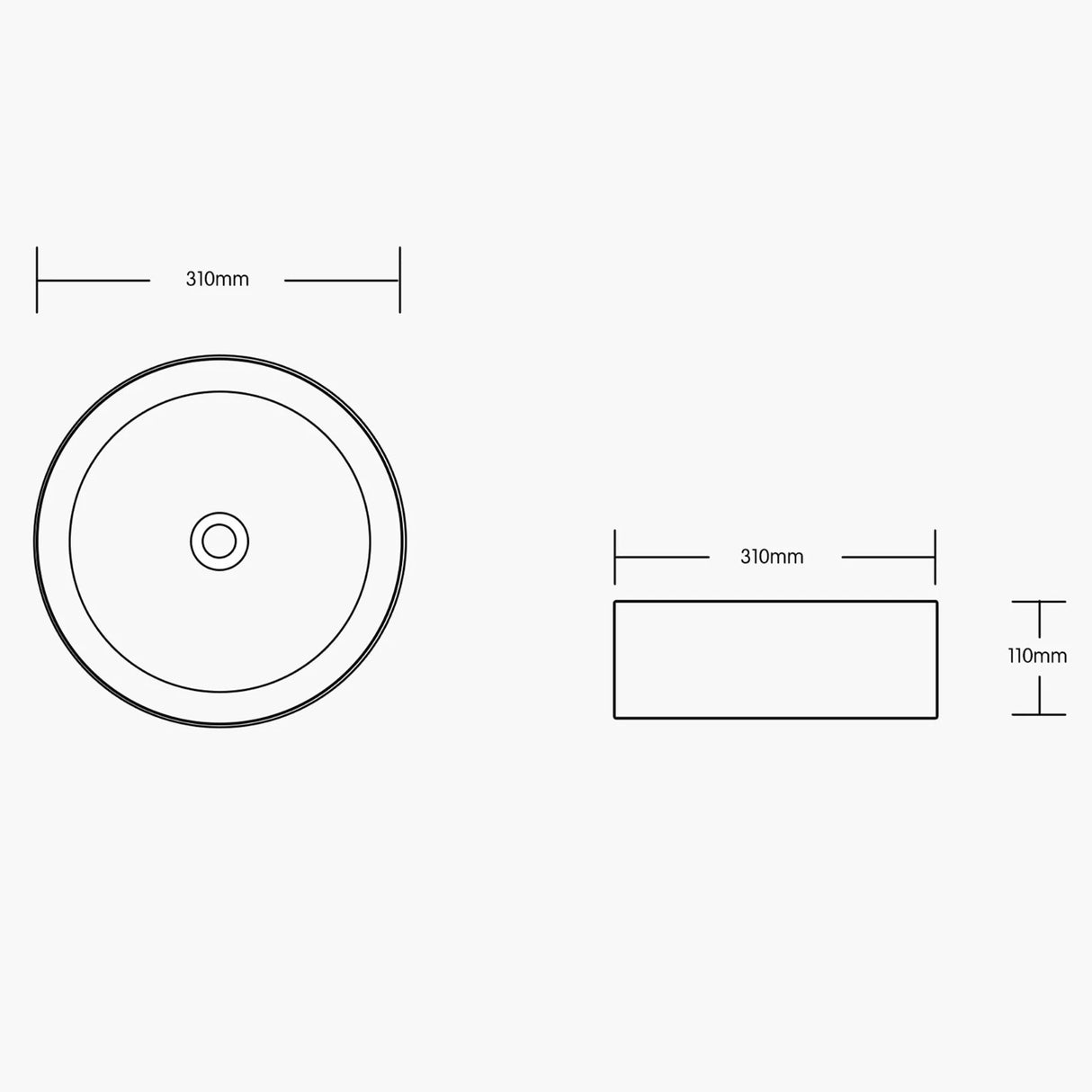 glasvilla Lavabo da Appoggio in Ceramica Lavandino Bagno Rotondo con Nano Rivestimenti Brüssel203