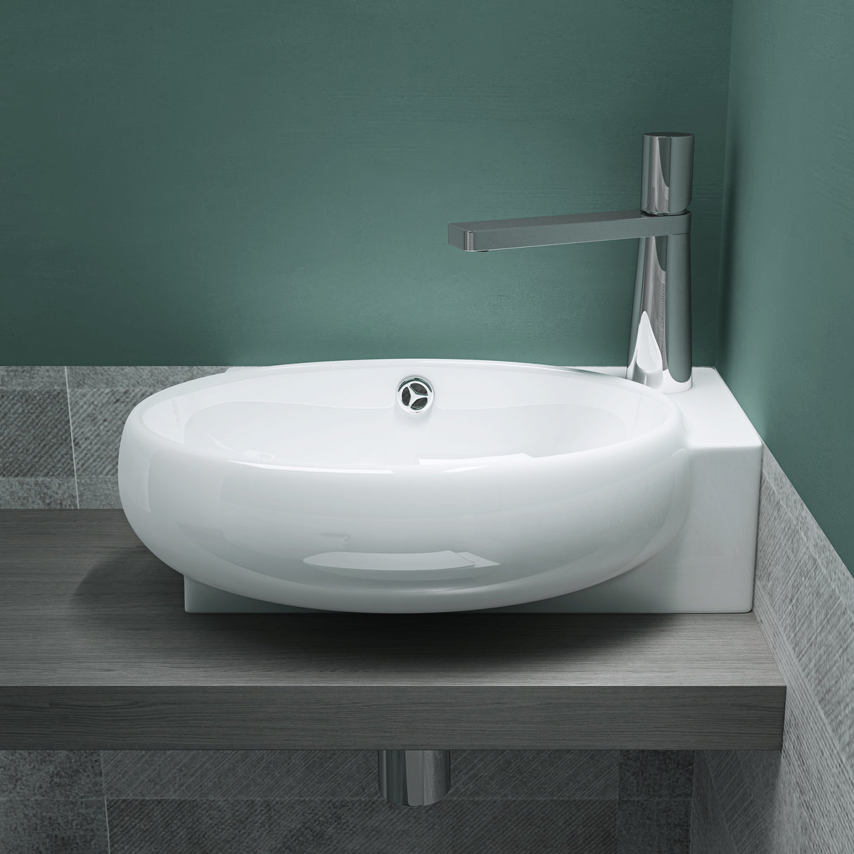 glasvilla Lavabo da Appoggio 42X28X15cm Lavabo Bagno Sospeso Lavandino Bagno in Ceramica con Nano Rivestimenti Brüssel001