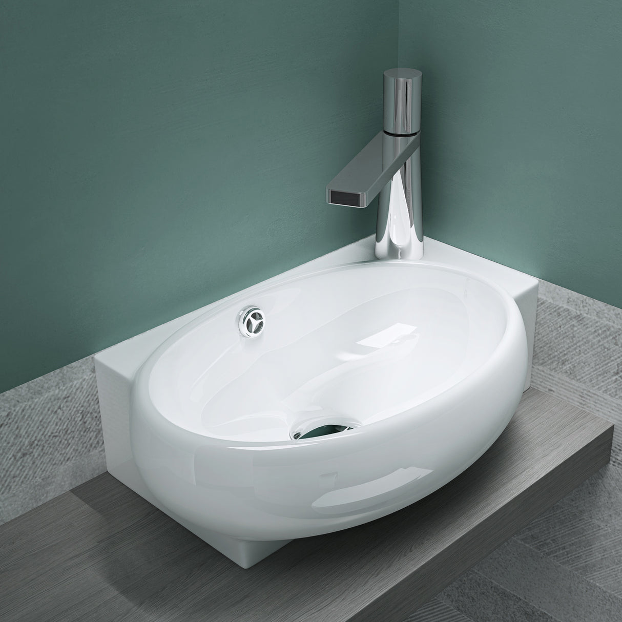 glasvilla Lavabo da Appoggio 42X28X15cm Lavabo Bagno Sospeso Lavandino Bagno in Ceramica con Nano Rivestimenti Brüssel001
