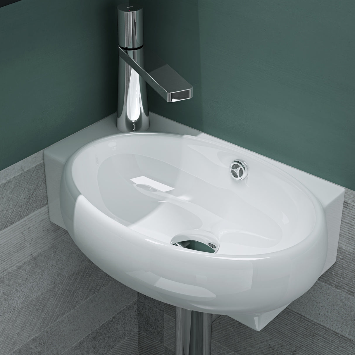 glasvilla Lavabo da Appoggio 42X28X15cm Lavabo Bagno Sospeso Lavandino Bagno in Ceramica con Nano Rivestimenti Brüssel001