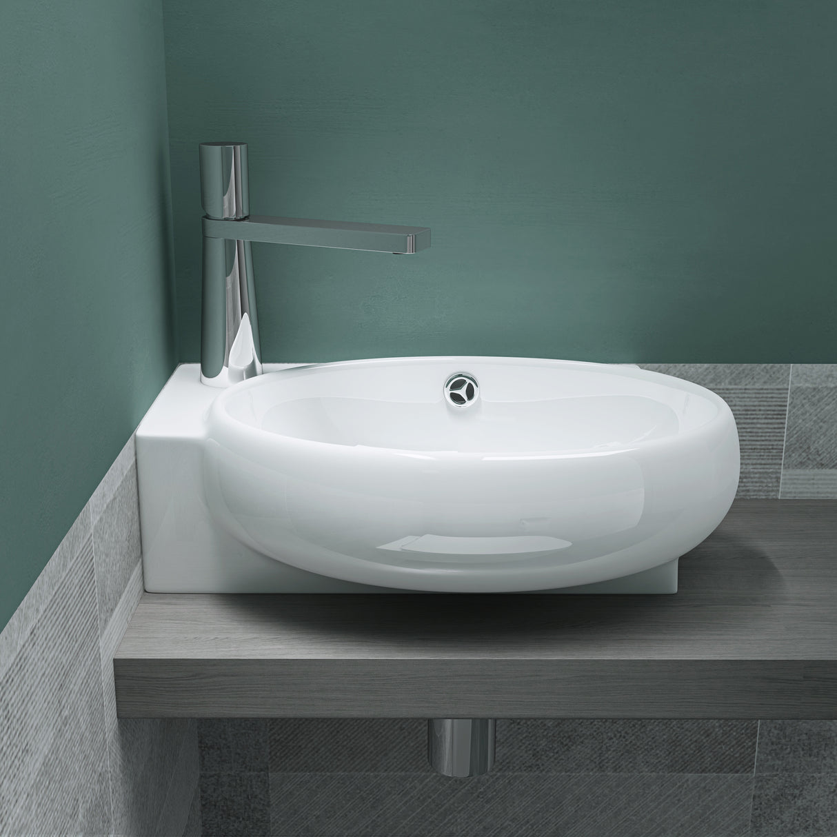 glasvilla Lavabo da Appoggio 42X28X15cm Lavabo Bagno Sospeso Lavandino Bagno in Ceramica con Nano Rivestimenti Brüssel001