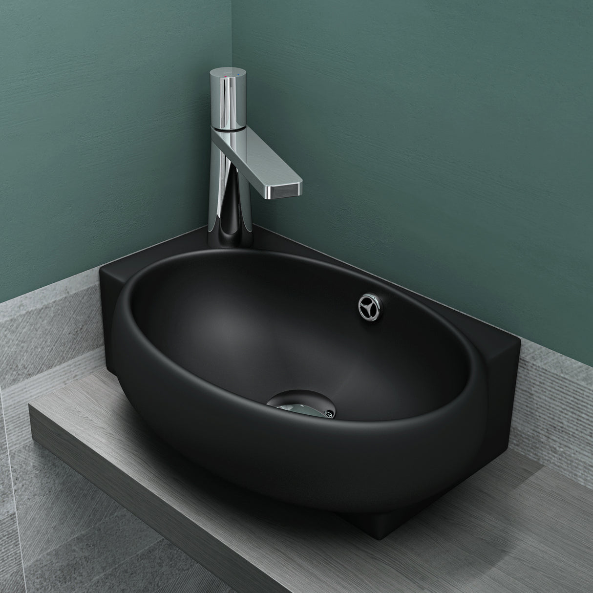 glasvilla Lavabo da Appoggio 42X28X15cm Lavabo Bagno Sospeso Lavandino Bagno in Ceramica con Nano Rivestimenti Brüssel001