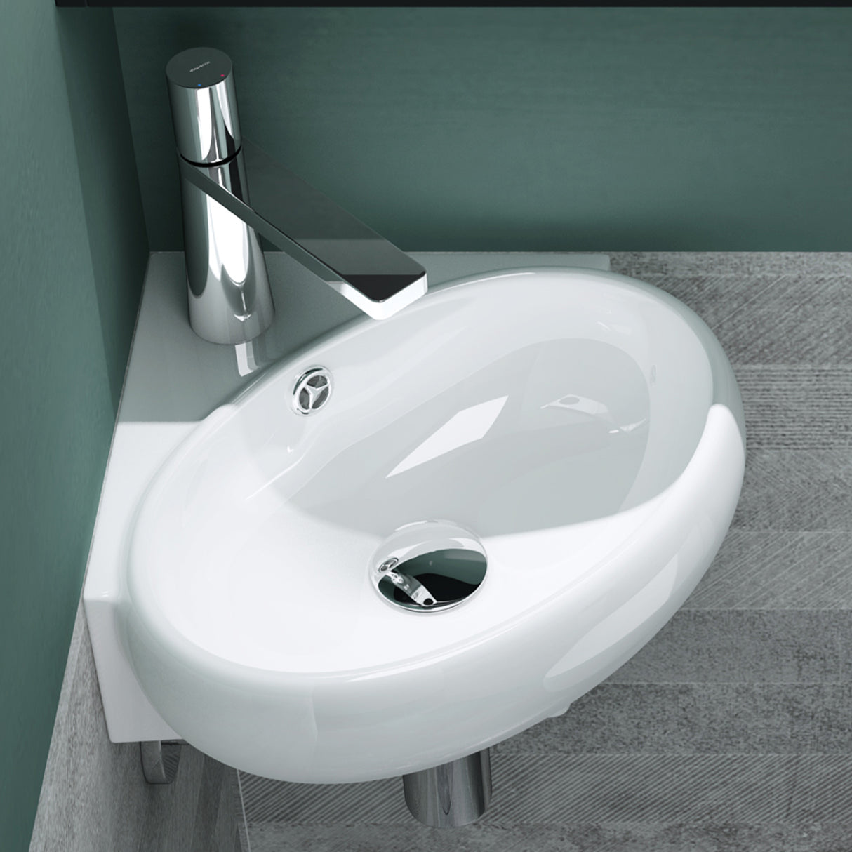glasvilla Lavabo da Appoggio in Ceramica Lavabo Sospeso con Nano Rivestimenti Lavabo Bagno Sospeso Lavandino Bagno Bianco Brüssel002