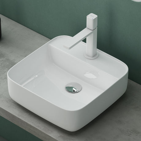 glasvilla Lavabo da Appoggio in Ceramica Lavandino Bagno con Nano Rivestimenti e Foro per Rubinetto Brüssel107