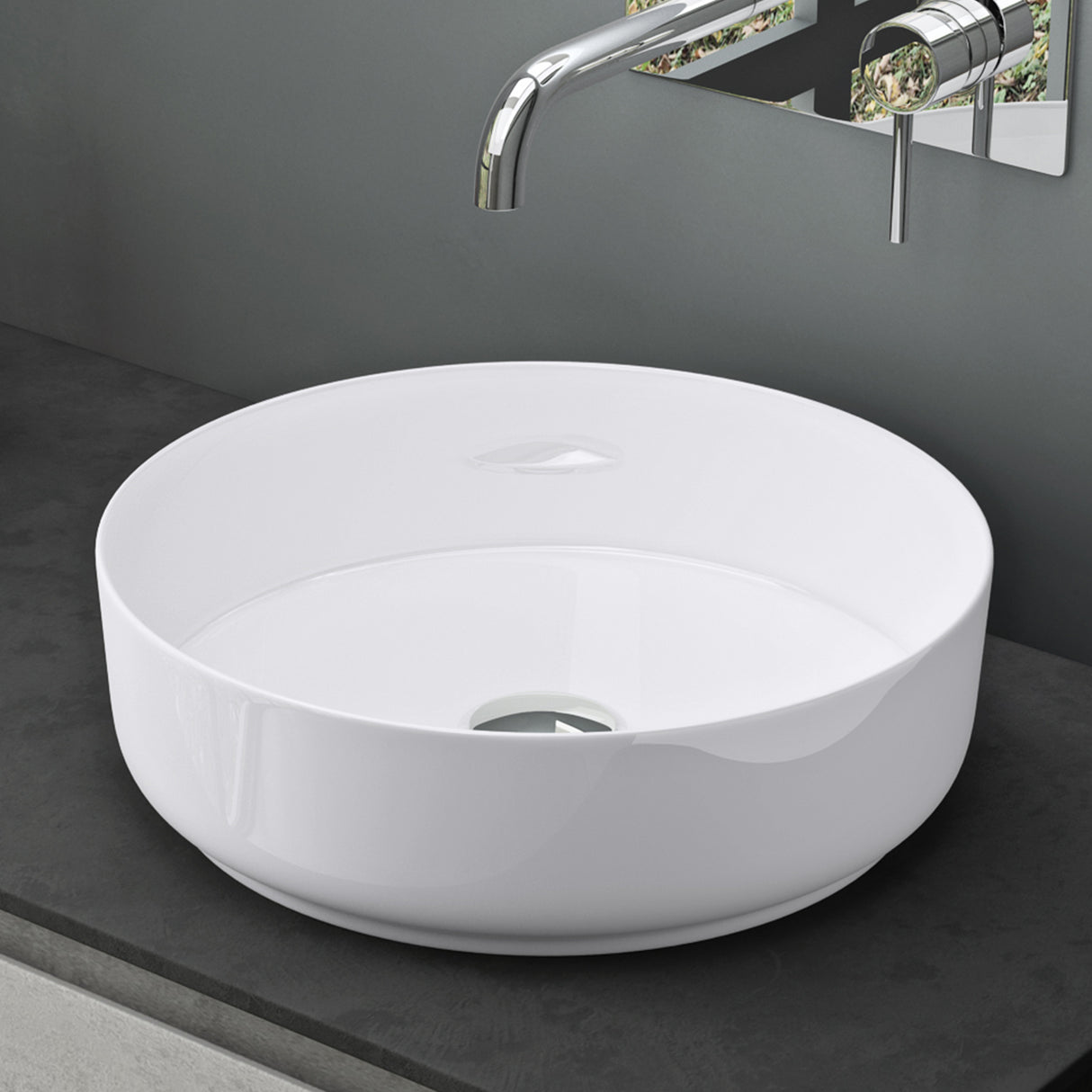 glasvilla Lavabo da Appoggio in Ceramica Lavandino Bagno Rotondo con Nano Rivestimenti Brüssel203