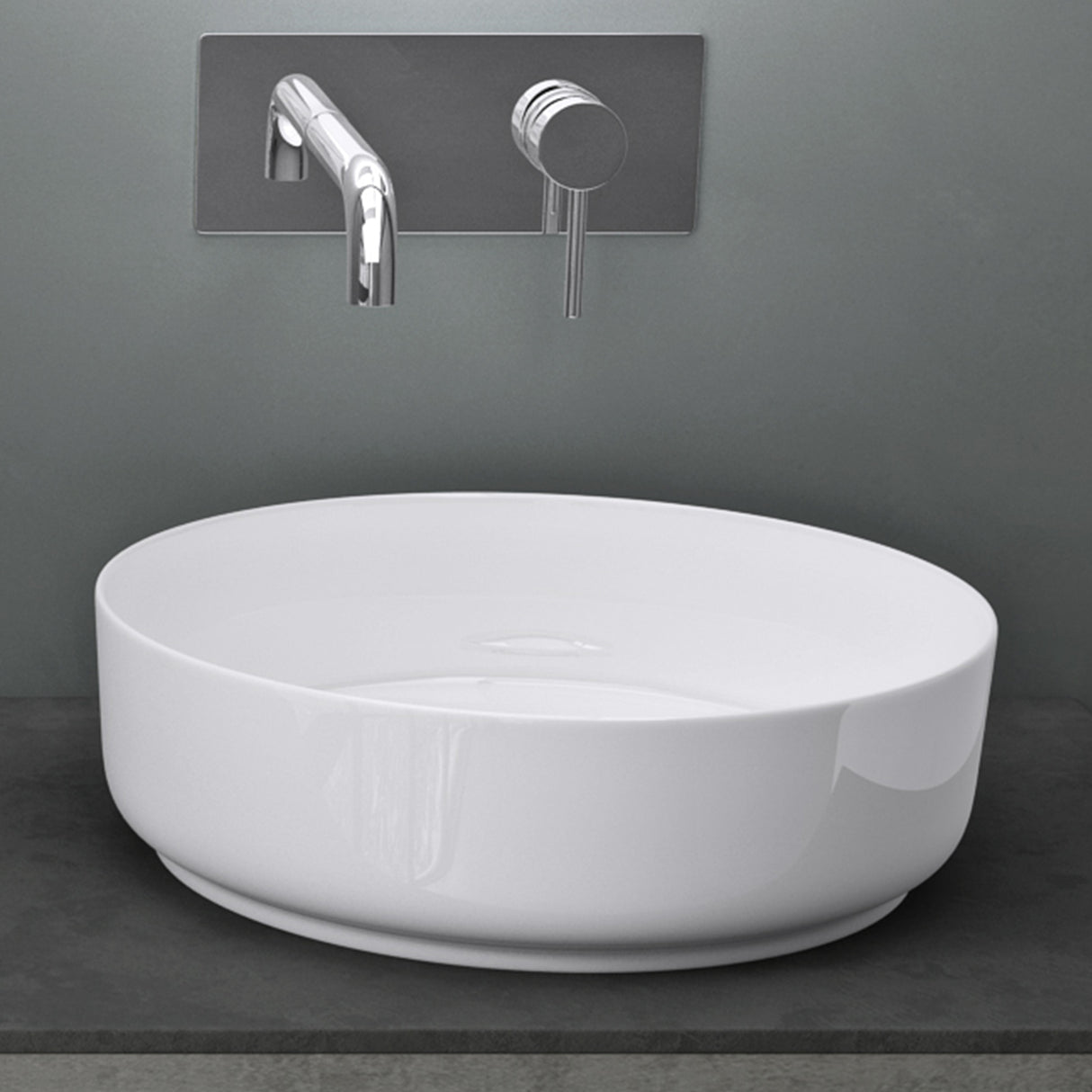 glasvilla Lavabo da Appoggio in Ceramica Lavandino Bagno Rotondo con Nano Rivestimenti Brüssel203