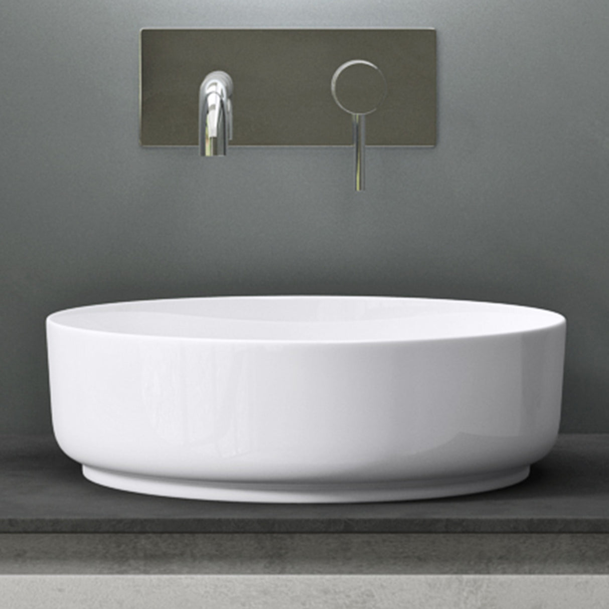 glasvilla Lavabo da Appoggio in Ceramica Lavandino Bagno Rotondo con Nano Rivestimenti Brüssel203