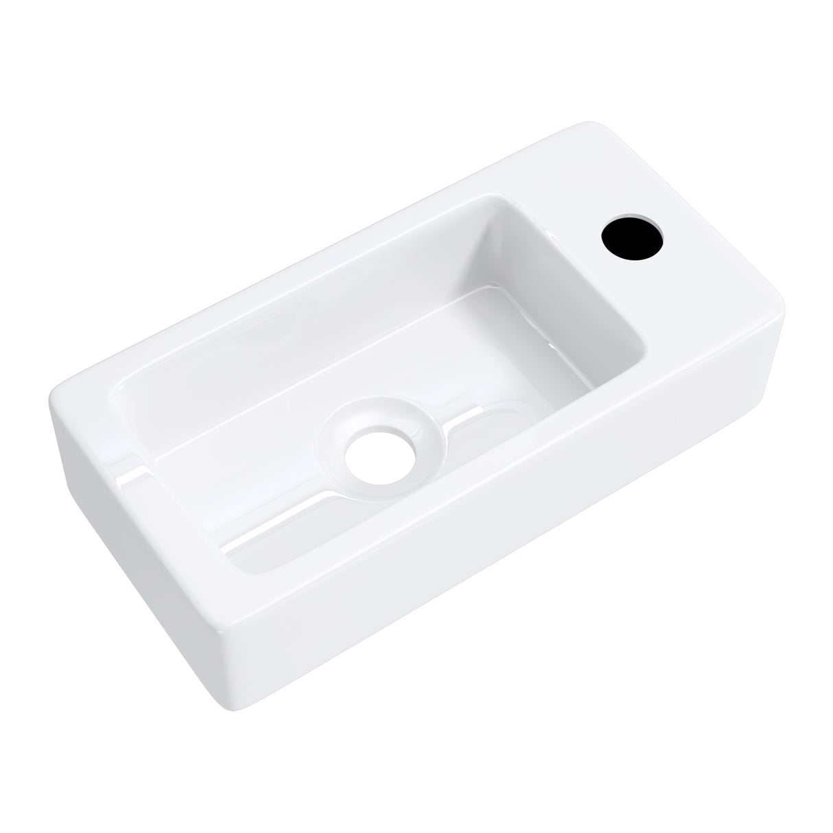 glasvilla Lavabo Bagno Sospeso in Ceramica Lavandino Bagno Rettagolare con Nano Rivestimenti Bianco Brüssel3053